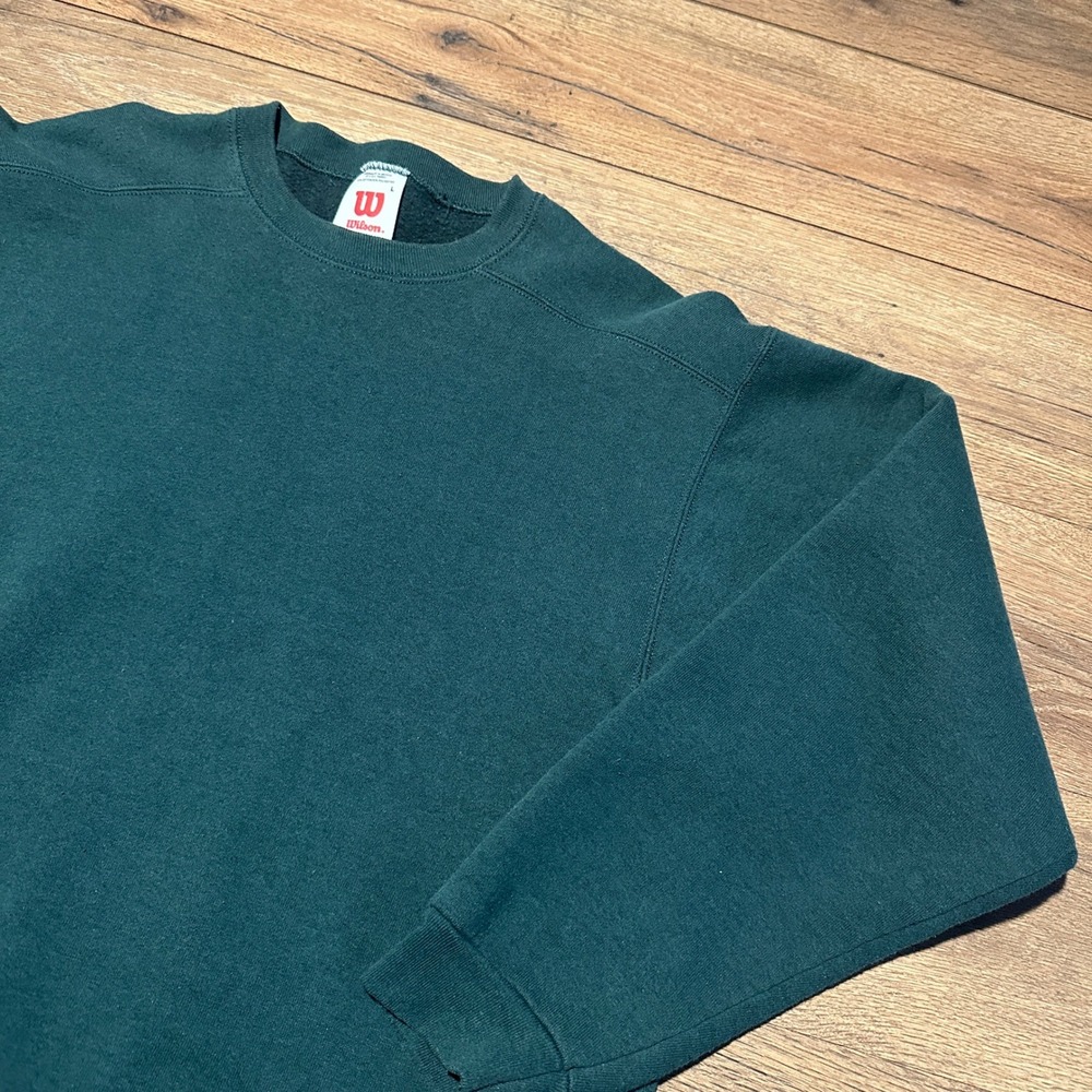 Vintage Wilson Sweatshirt Mens Large‎ Green Crewneck Sweatshirt